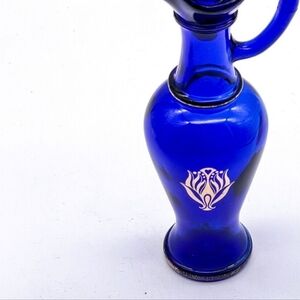 Vintage Avon Bottle No. 18 With Plugs & Gold Ornament Made of Glass Cobalt Blue